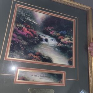 Thomas Kinkade Vibrant Floral River Artwork Still Waters